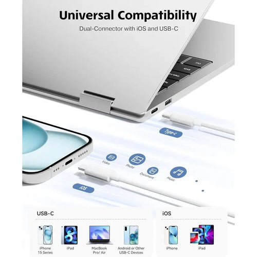 Portable Microsd Card Reader - Lightning+C Dual Connector USB 3.0 Dual-Slot Memory Card Reader, High Speed Data Transfer, 2-Way Sync & Camera Viewer for Iphone/Ipad, Android Device Compatibility, Supports SD/TF