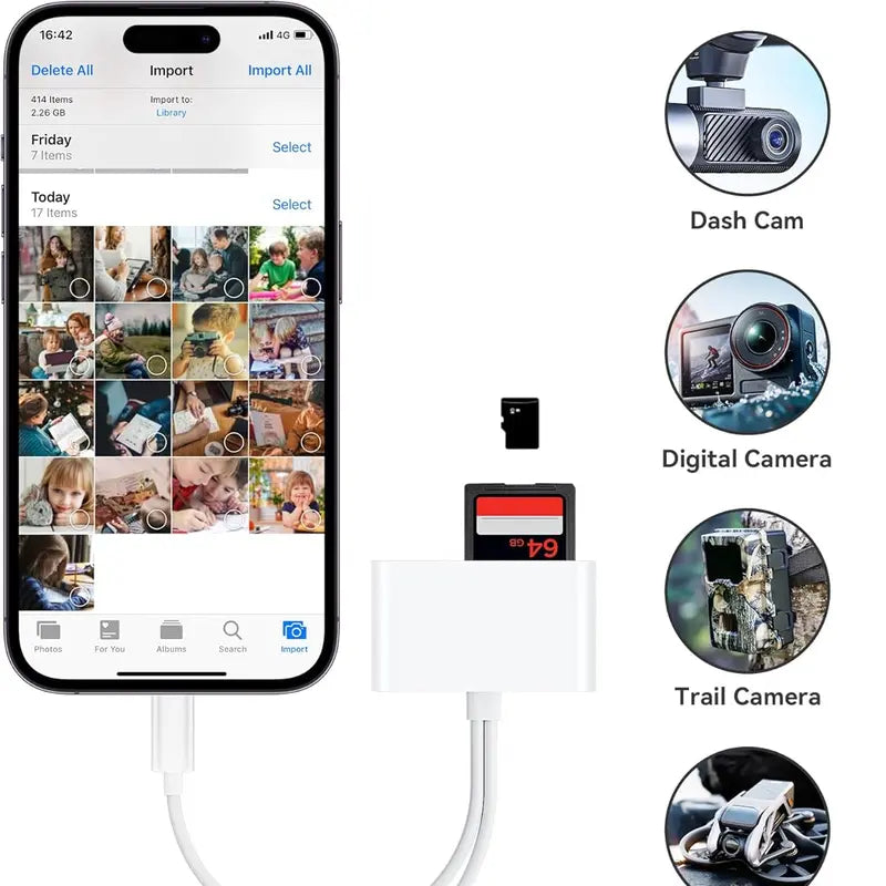 Portable Microsd Card Reader - Lightning+C Dual Connector USB 3.0 Dual-Slot Memory Card Reader, High Speed Data Transfer, 2-Way Sync & Camera Viewer for Iphone/Ipad, Android Device Compatibility, Supports SD/TF